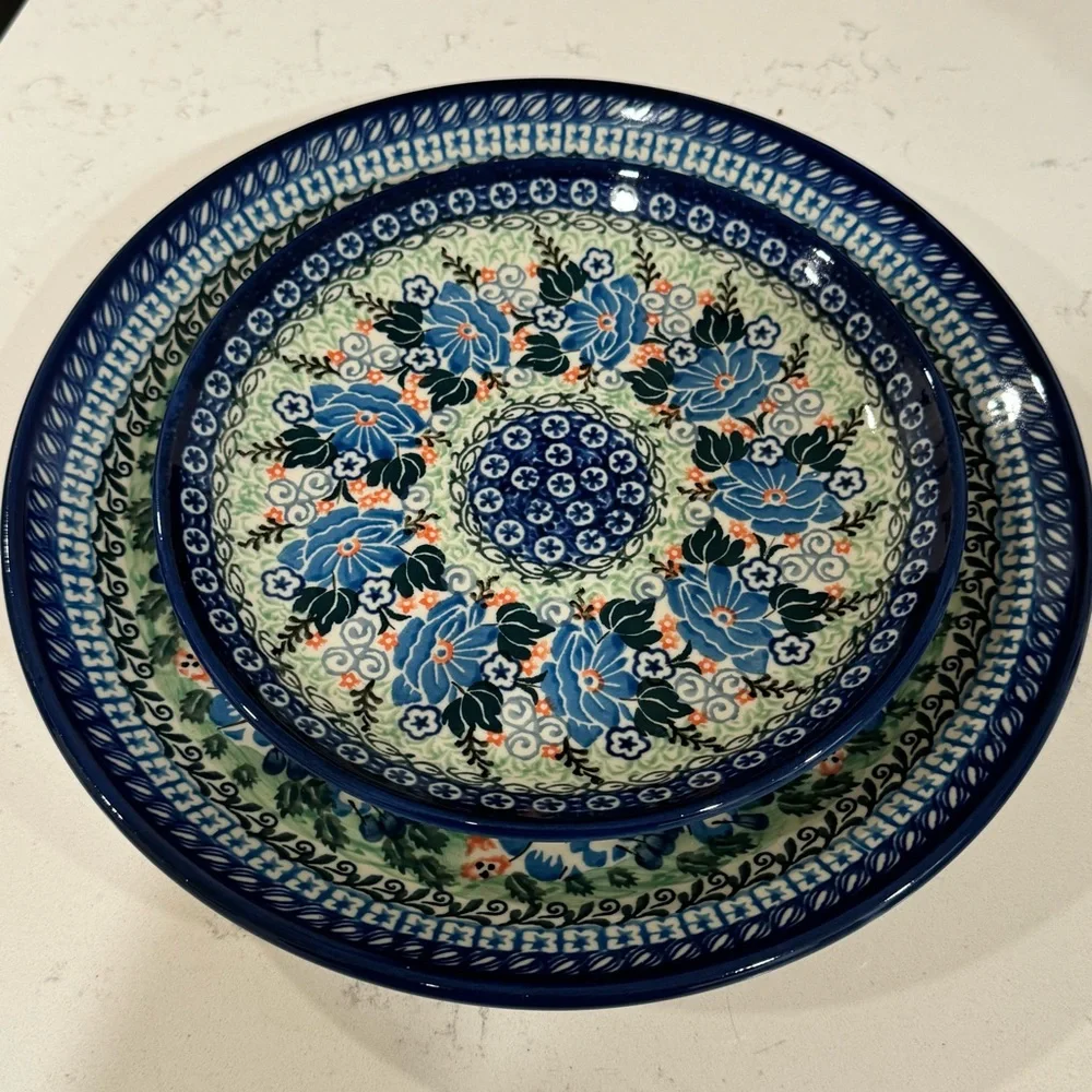 Set of 2 UNIKAT Ceramika Artystyczna Plates Polish Pottery Z Spychalska